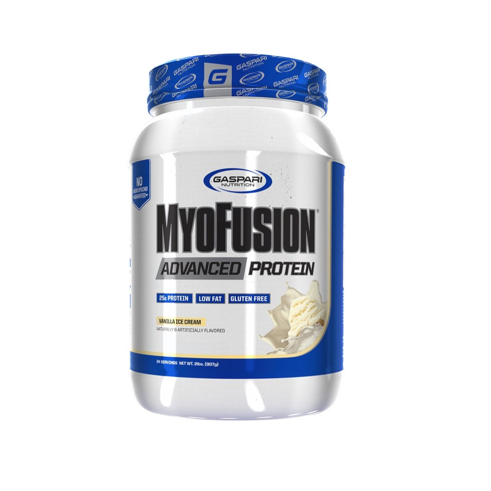 Gaspari Nutrition Myofusion Advanced Protein, Protein Blend with Whey Protein, Casein Protein and Isolate Protein, Low Fat and Gluten Free (2lbs, Vanilla Ice Cream)