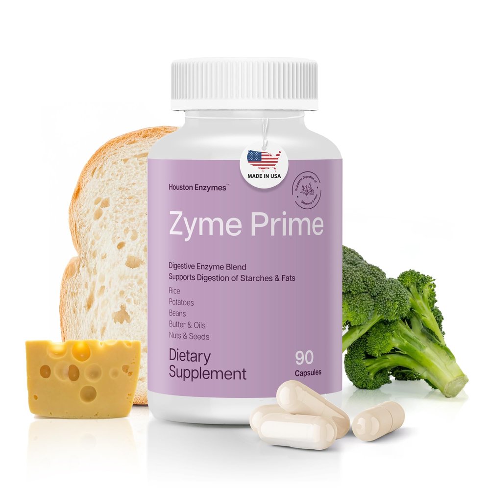 Houston Enzymes - Zyme Prime - 90 Capsules - Digestive Enzymes Women & Men Enzyme, Digestion for Carb, Fat & Protein Breakdown, Helps Intolerances, Bloating & Gas, Digestive Health Supplement