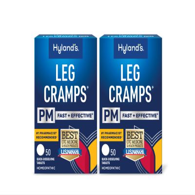 Hyland's Leg Cramps PM, Relief of Nighttime Leg, Calf, and Foot Cramps, 50 Quick-Dissolving Tablets 2-Pack (100 Total)