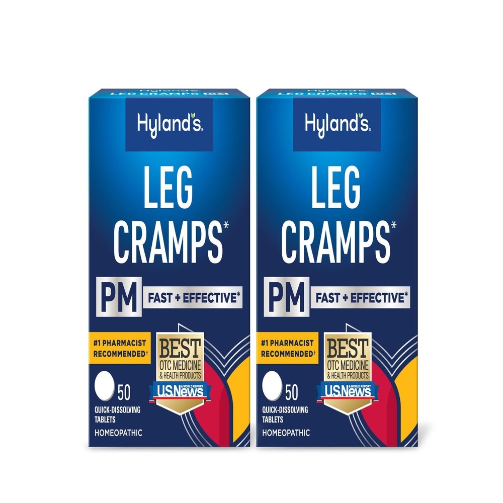 Hyland's Leg Cramps PM, Relief of Nighttime Leg, Calf, and Foot Cramps, 50 Quick-Dissolving Tablets 2-Pack (100 Total)