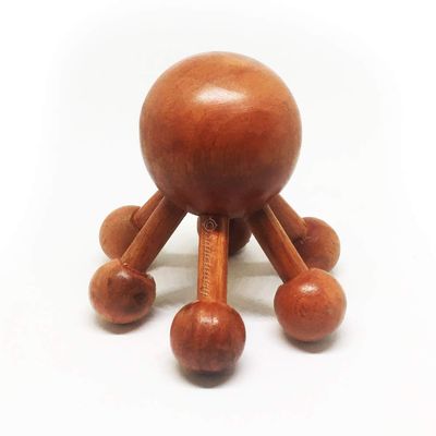 Spider-Shape 6 Legs Full Body Wooden Massager Handheld Stick for Muscle Cellulite Trigger Point Rosewood Thailand