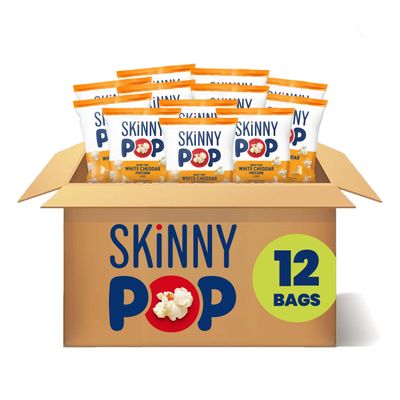 SkinnyPop Popcorn, White Cheddar, Whole Grain, Dairy-Free Snack, 1oz Bags (12ct)