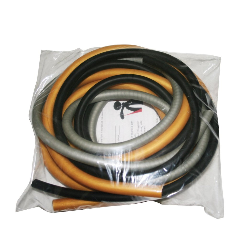 CanDo 10-5689 Latex-Free Exercise Tubing Pep Pack, Difficult, Black/Silver/Gold