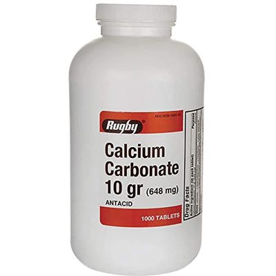 Rugby Calcium Carbonate 10 gr (648 mg) - Antacid - 1000 Tablets