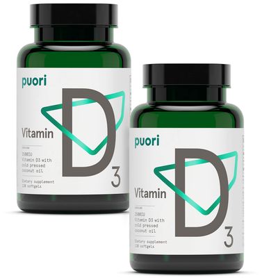Puori Vitamin D3 Softgels, 2500 IU (62.5 mcg) - Fast Absorbing Vitamin D3 Supplements for Immune System Support, Bone Health & Density and Healthy Muscle Functions - Non-GMO & Gluten-Free - 240 Count