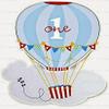 1/4 Sheet Cake - 1st Birthday Hot Air Balloon - Edible Cake or Cupcake Topper - D10069 view 1