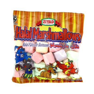 Ziyad Gourmet Halal, Multi-colored Large Marshmallows, Fruity, Pork-Free, Egg-Free, Dairy-Free, Gluten-Free, Perfect for Holidays and Smores, 8.80oz