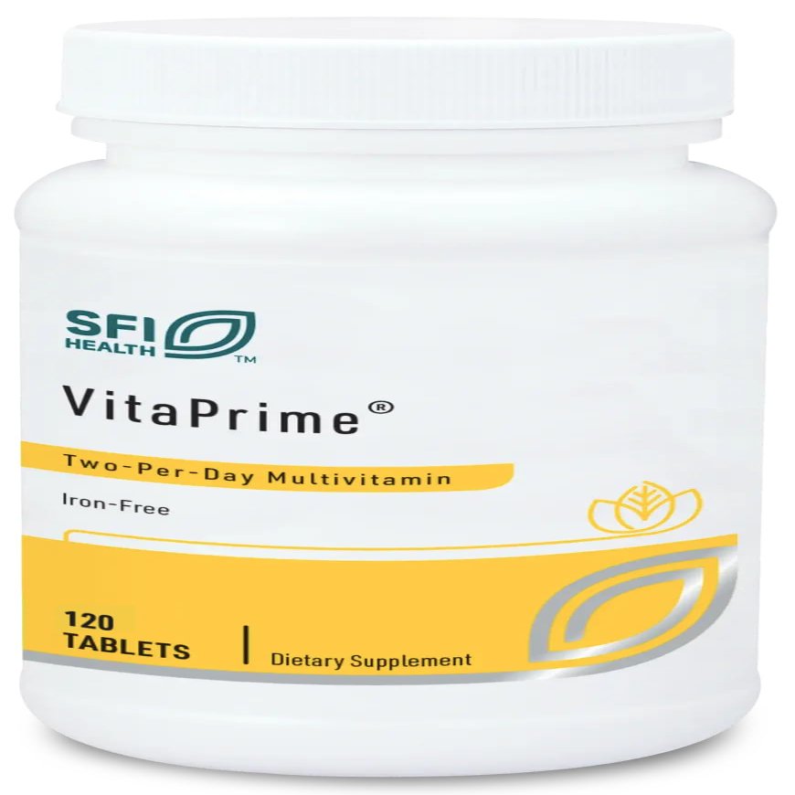 SFI Health VitaPrime - Iron Free Multivitamin for Women & Men - Promote Immune Function & Support Nutritional Gaps - Two-Per-Day Multivitamin with Methyl Folate & B12 (120 Tablets)