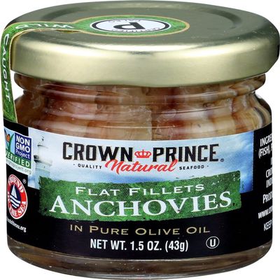 Crown Prince Flat Fillets of Anchovies in Olive Oil, 1.5 Oz