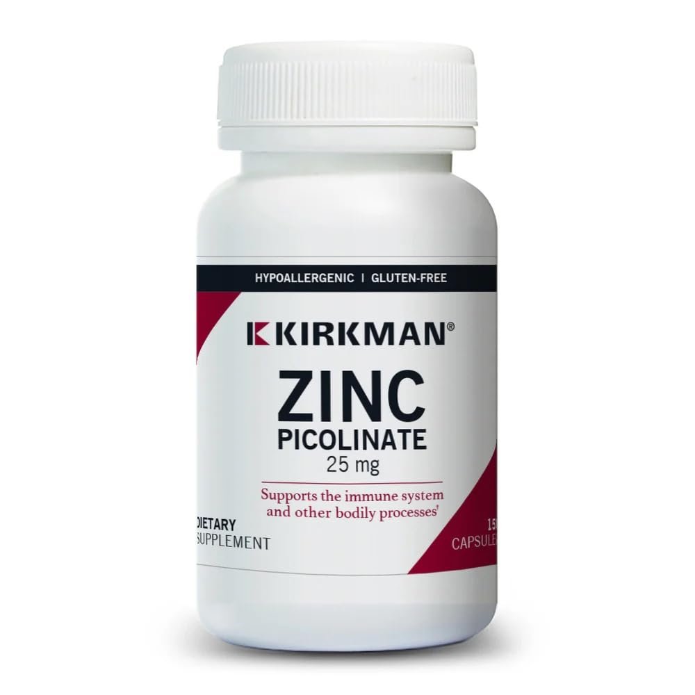 Kirkman  Zinc Picolinate 25 mg - Hypoallergenic  150 Vegetarian Capsules  Gluten Free  Casein Free  Minerals