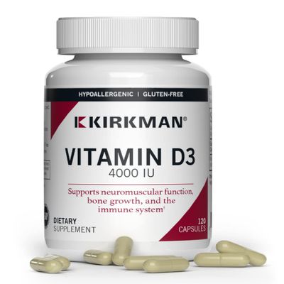 Kirkman - Vitamin D3 4000 IU - 120 Capsules - Supports Immune Health - Helps Build Strong Bones - Hypoallergenic