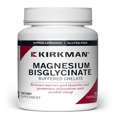 Kirkman - Magnesium Bisglycinate Buffered Chelate - 180 Capsules - Relaxes Nerves & Muscles - Promotes Restful Sleep - Hypoallergenic