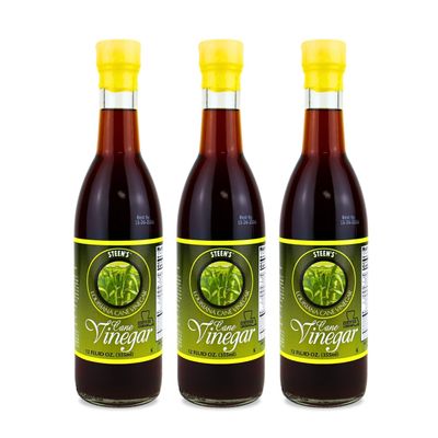 Steen's Louisiana Cane Vinegar - Prized Ingredient for Chefs and Home Cooks - Used for Dressings, Marinades, Sauces, Salads, Meats and More (12 oz 3 Btls)