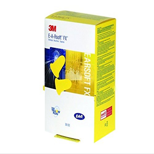 3M E-A-Rsoft FX 390-1262 Yellow Uncorded Taper End Ear Plug - 33 dB NRR - Dispensing Box Ear Plug - 078371-66641 [PRICE is per BOX]