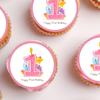 1st Birthday Girl Cake Decorations, Pink Edible Cupcake Toppers, Happy Birthday Cake Toppers, Girls Cupcake Decorations, 24 x 1.5 Inch / 4cm Wafer Card Discs UNCUT view 4
