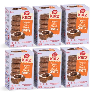 Katz Gluten Free Pumpkin Spice Glazed Donuts.Free of Dairy, Peanuts, Tree Nuts, and Sesame, No Artificial Color 10.5oz (6pk)