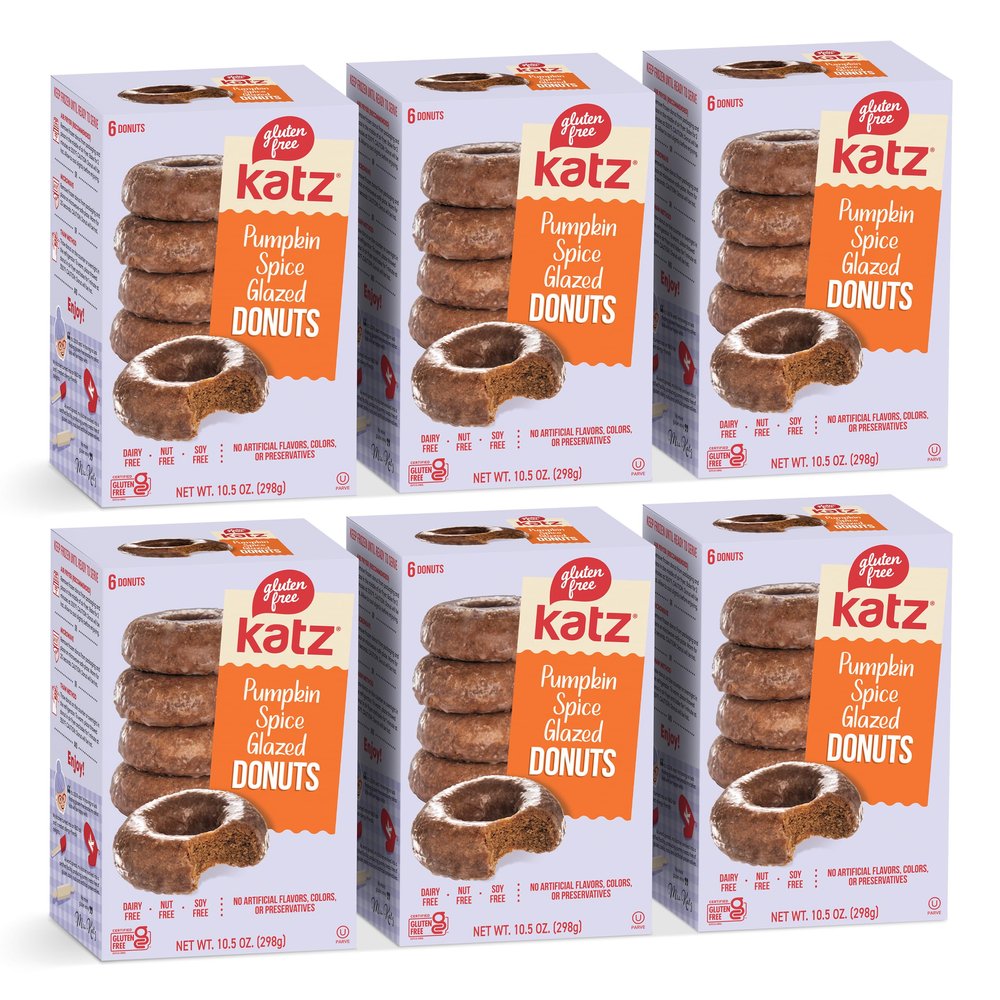 Katz Gluten Free Pumpkin Spice Glazed Donuts.Free of Dairy, Peanuts, Tree Nuts, and Sesame, No Artificial Color 10.5oz (6pk)