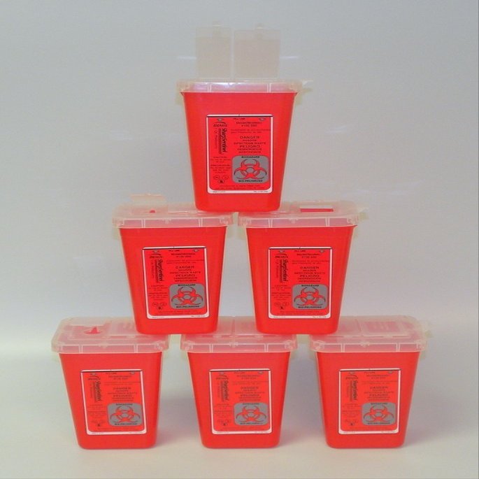 Bemis 100-030 Sentinel 1 Quart Sharps Containers Small Red (6 Pack)