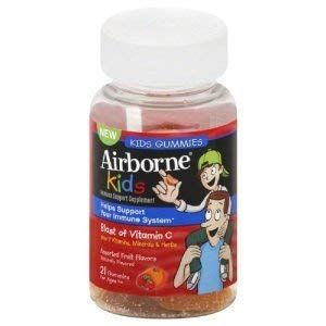 Airborne Kids Assorted Fruit Flavored Gummies, 21 count - 500mg of Vitamin C and Minerals & Herbs Immune Support (Packaging May Vary) (Pack of 5)