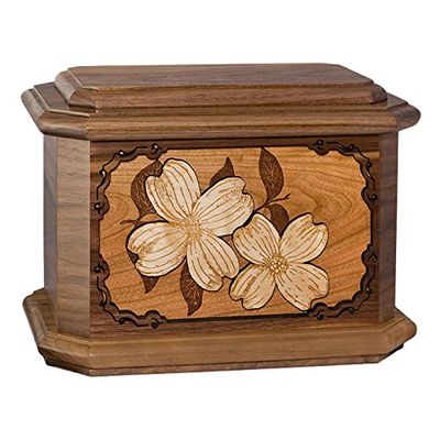 Wood Cremation Urn - Walnut Dogwood Octagon