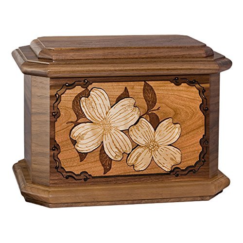 Wood Cremation Urn - Walnut Dogwood Octagon