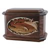 Wood Cremation Urn - Walnut Whale Octagon view 1