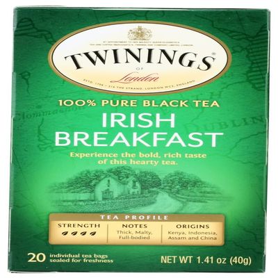 Twinings Irish Breakfast Tea, Tea Bags, 20-Count Boxes (Pack of 6)