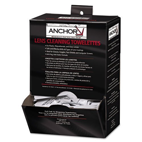 Anchor Brand Lens Cleaning Towelettes, 5 in x 8", White - Includes one box of 100 each.