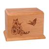 Wood Cremation Urn - Natural Cherry Butterfly view 1