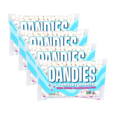 Dandies Mini Vegan Marshmallows, No Artificial Flavorings, Food Dyes, Corn Syrup, or Gelatin, Perfect for Roasting, Smores, or Snacking (4 Pack)
