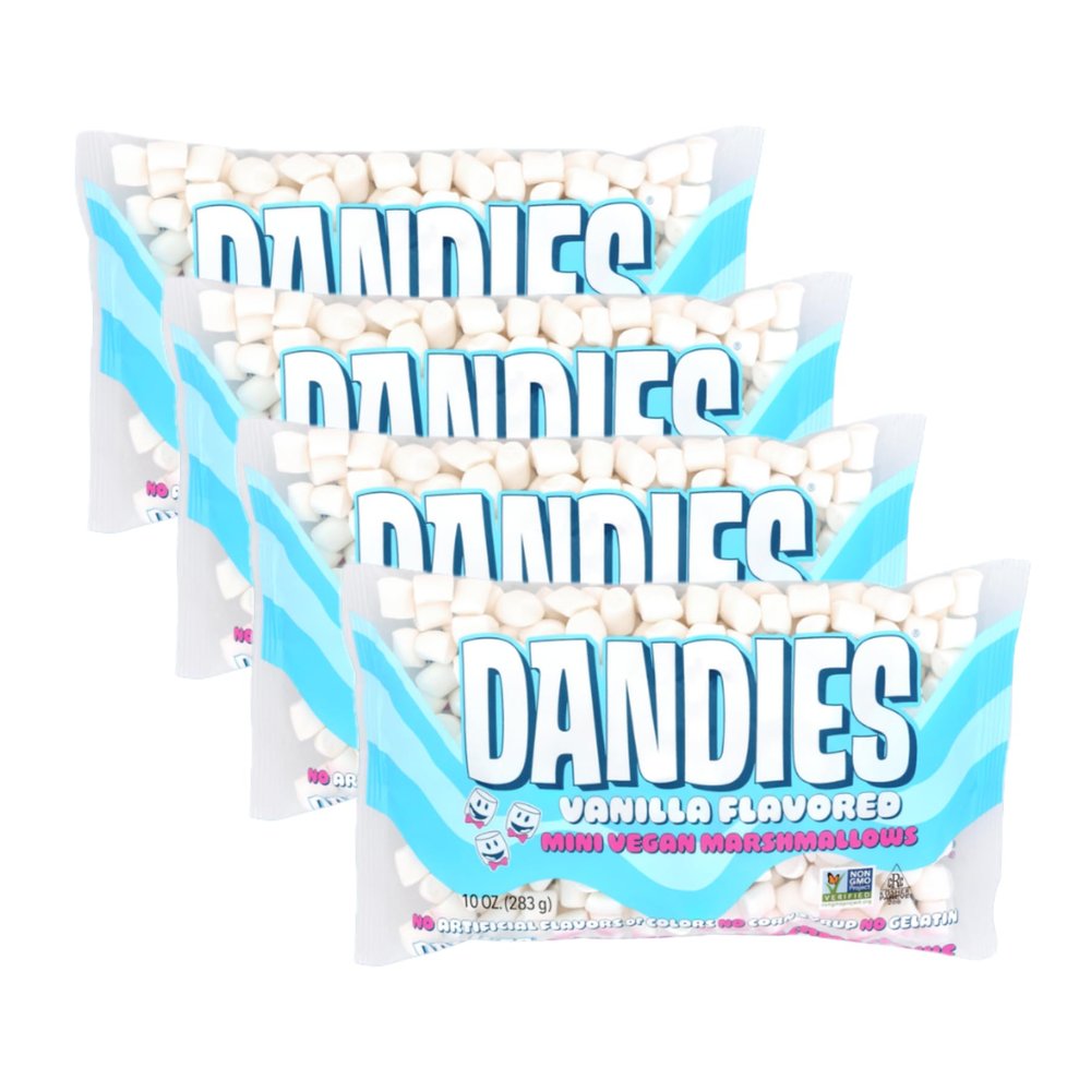 Dandies Mini Vegan Marshmallows, No Artificial Flavorings, Food Dyes, Corn Syrup, or Gelatin, Perfect for Roasting, Smores, or Snacking (4 Pack)