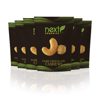 Next Organics Dark Chocolate Cashews 4 Ounce (Pack of 6)