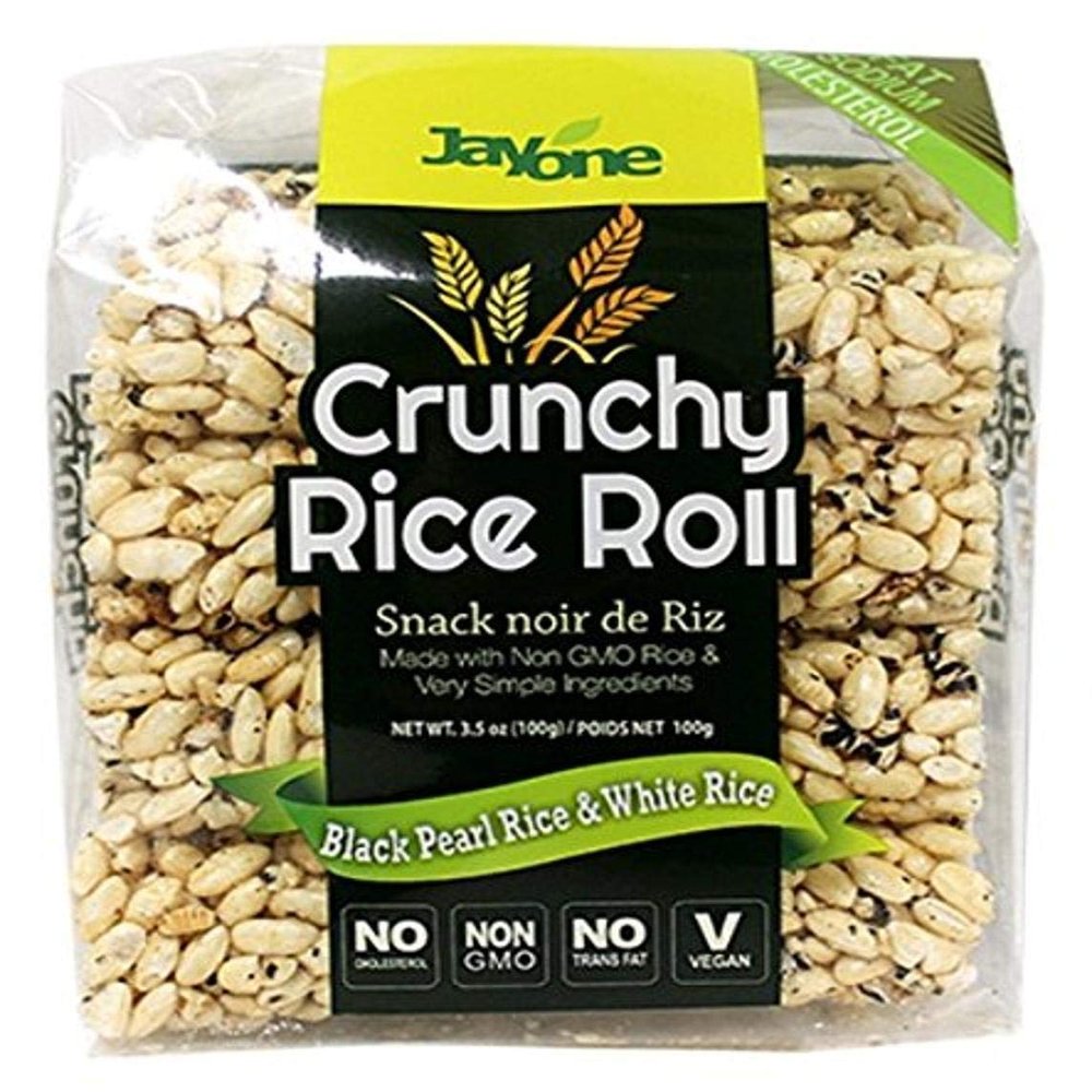 Jayone Crunchy Rice Rolls, Black Pearl/White Rice, 3.5 Ounce (Pack of 6)