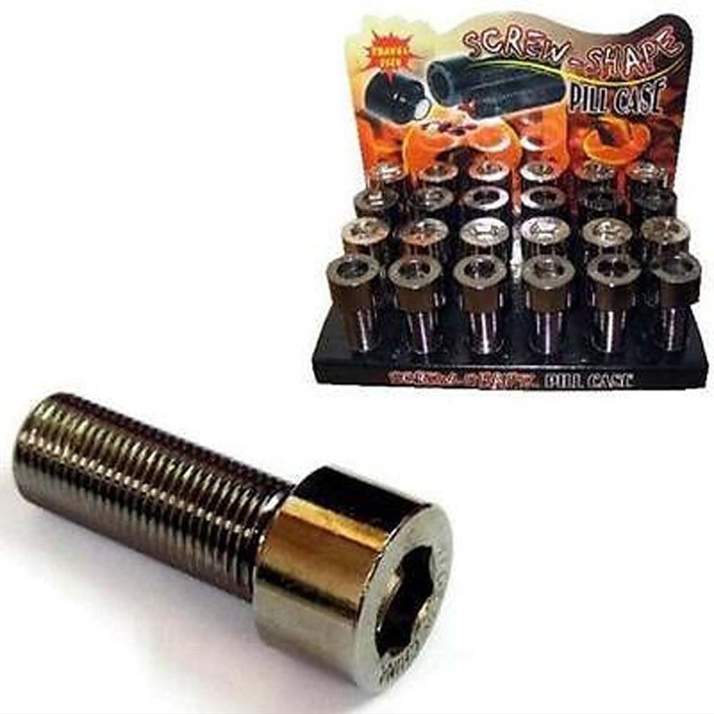 2 Metal Machine Bolt Novelty Stash Pill Holder Box