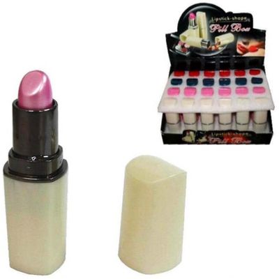 1piece Womens Lip Stick Novelty Stash Pill Holder Box