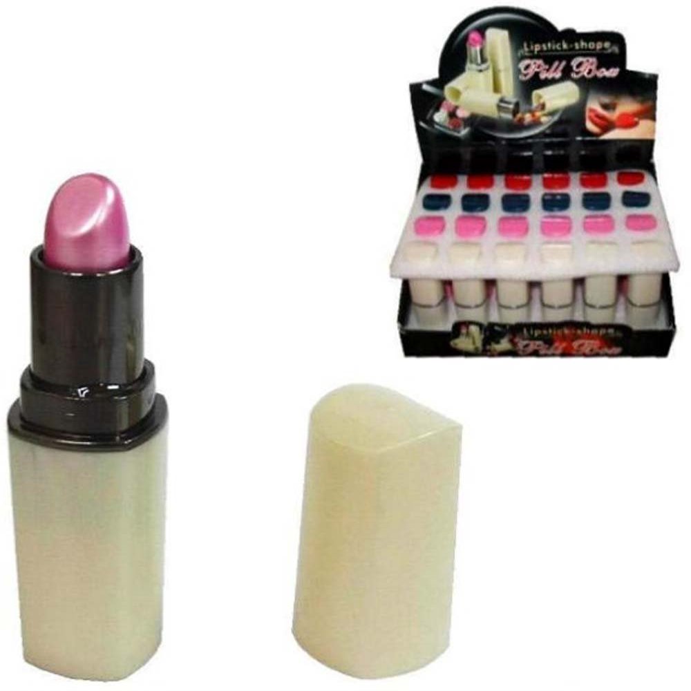 1piece Womens Lip Stick Novelty Stash Pill Holder Box