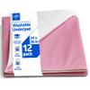 Medline Sofnit 300 Reusable Underpads, Pink/White, 34" x 36", with Wings - Moderate Absorbency, Leak-resistant Protection, Pack of 12 view 1