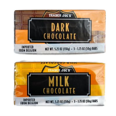Trader Joes Dark Chocolate Candy Bars & Trader Joe's Milk Chocolate Bar (2 Packages of 3 Each [6 Bars])