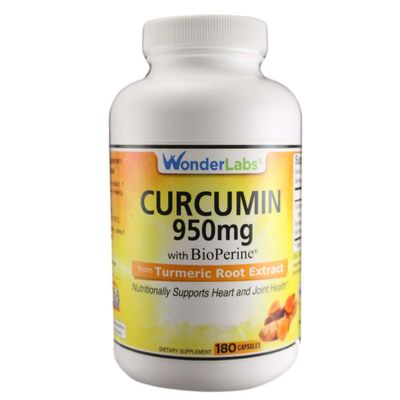 Wonder Labs Curcumin 950 mg with BioPerine, Supprts Heart and Joint Health - 180 Capsules