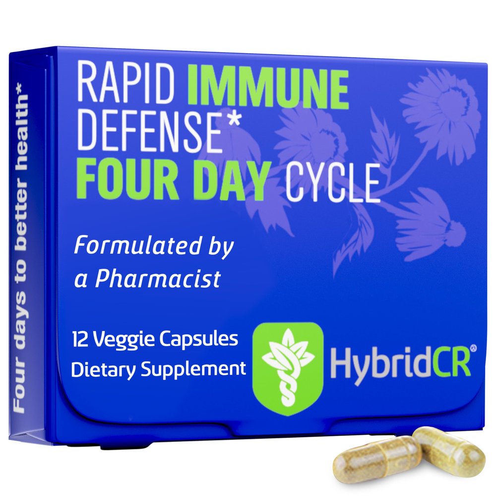 HybridCR Rapid Immune Support Supplement Pharmacist Formulated Natural Herbal Formula to Immunity Boost Response Gluten-Free Natural Cold Remedy | 12 Capsules in 4 Day Dose Pack
