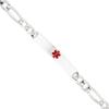 Sterling Silver Polished Medical Figaro Anchor Link ID Bracelet view 1
