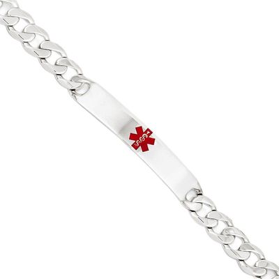 Sterling Silver Polished Medical Curb Link ID Bracelet