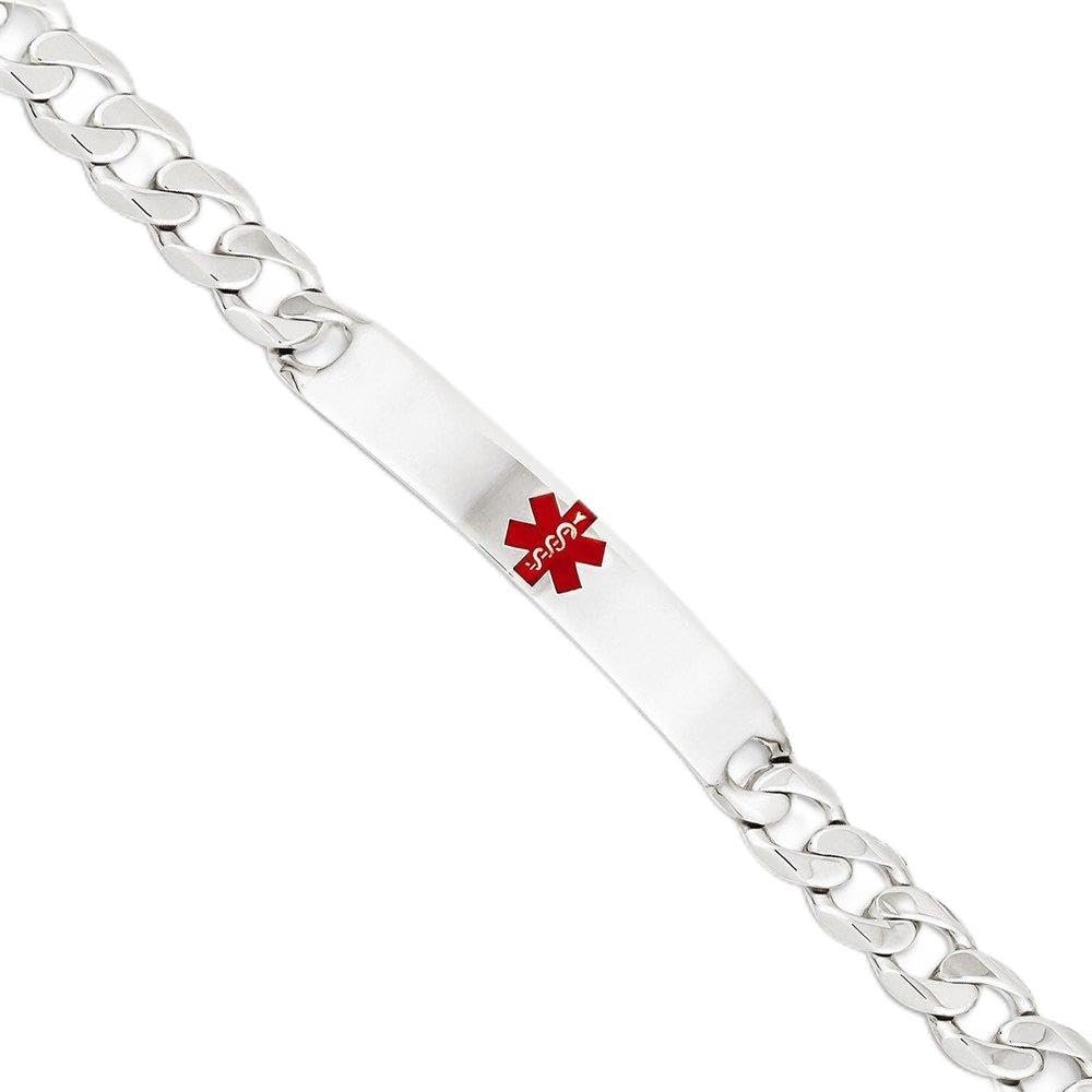 Sterling Silver Polished Medical Curb Link ID Bracelet