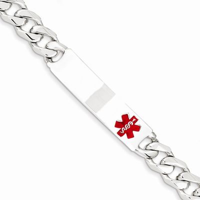 Sterling Silver Polished Medical Curb Link ID Bracelet