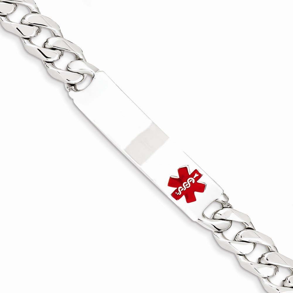 Sterling Silver Polished Medical Curb Link ID Bracelet