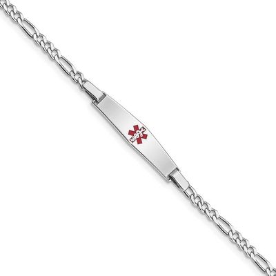 Sterling Silver Rhodium-Plated Medical ID Figaro Link Bracelet