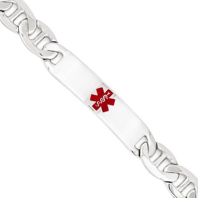 Sterling Silver Polished Medical Anchor Link ID Bracelet