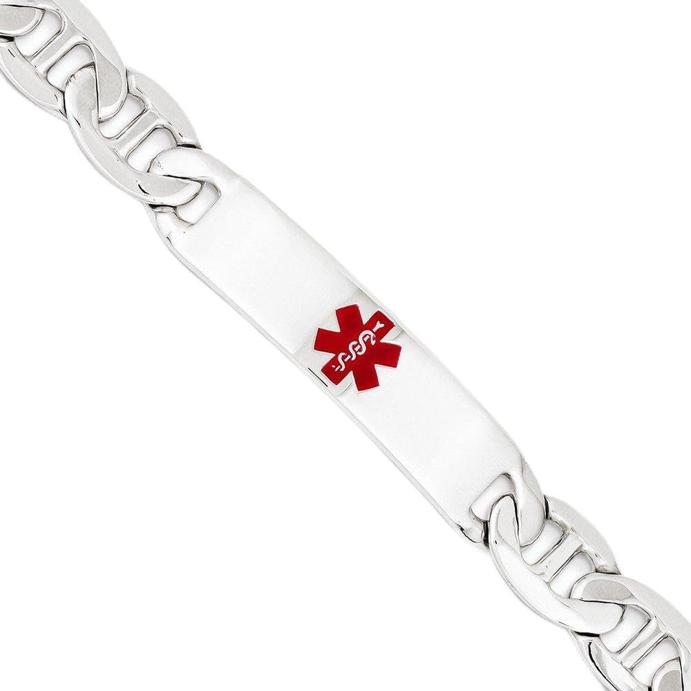 Sterling Silver Polished Medical Anchor Link ID Bracelet