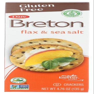 Dare Breton Gluten Free Crackers, Original with Flax, 4.76 Oz (Pack of 4)