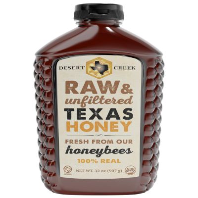 Desert Creek Honey - 100% Unfiltered, Pure, Raw Honey from Texas - Natural Sugar Substitute - Two Pounds of Unprocessed, Unpasteurized American Honey - Harvested by Our Own Beekeepers